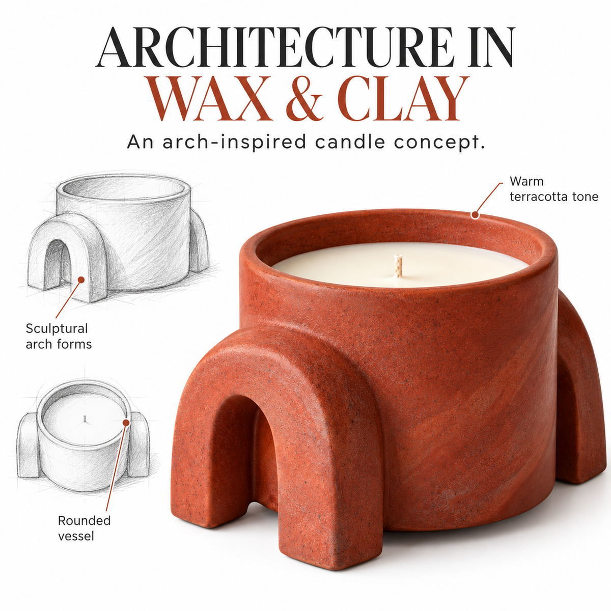 Arch Sculptural Ceramic Candle